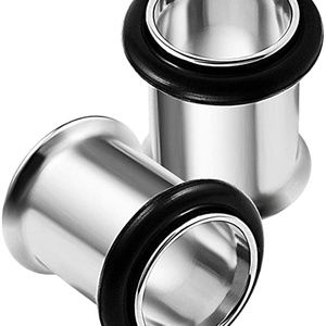NEW Gauge Earrings Silver Steel Pair 2 Plugs